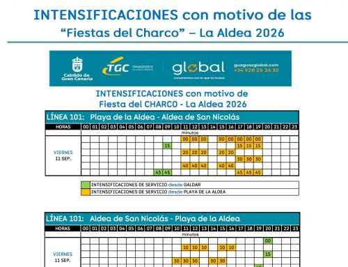 Global refuerza el servicio de la línea 101 con motivo del Día del Charco en La Aldea de San Nicolás